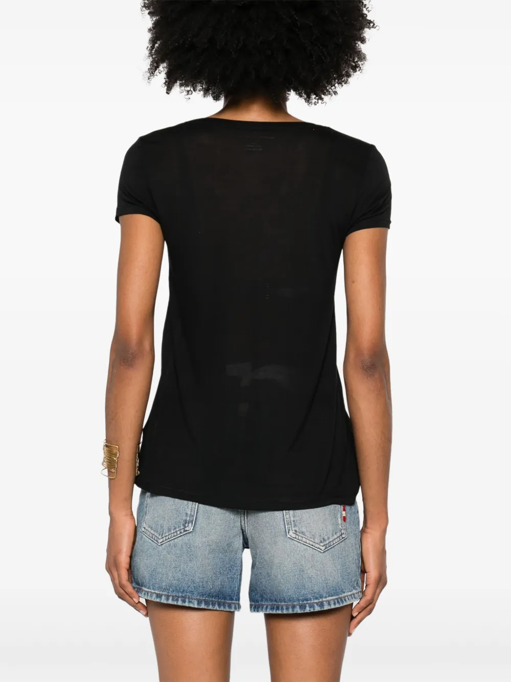 Majestic Filatures T-shirt met V-hals Zwart