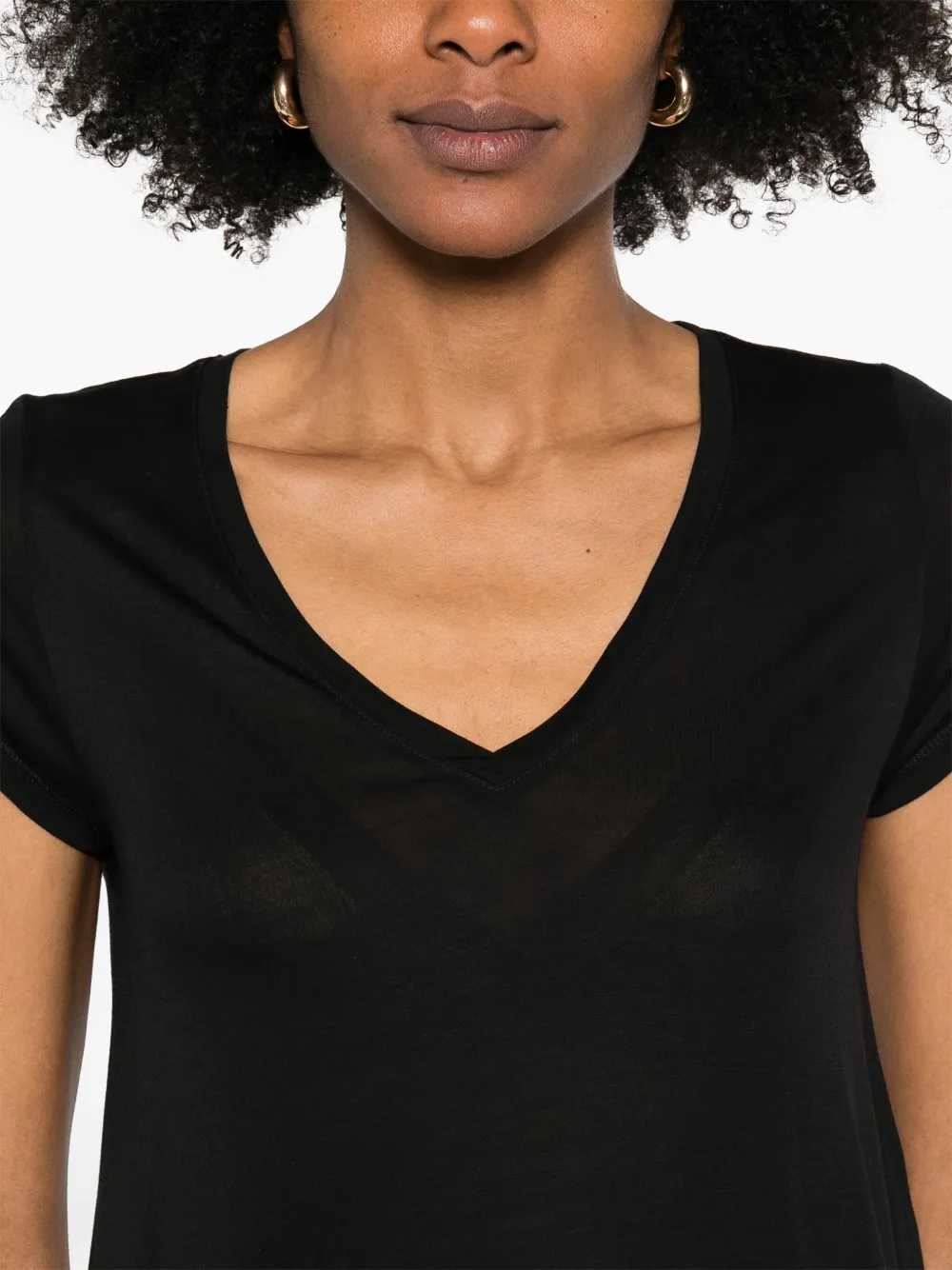 Majestic Filatures T-shirt met V-hals Zwart