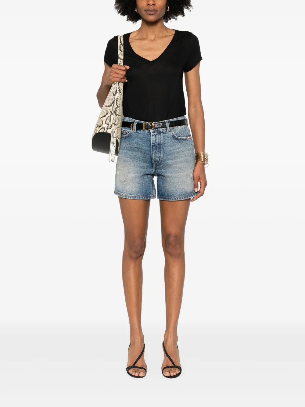 Majestic Filatures T-shirt met V-hals Zwart