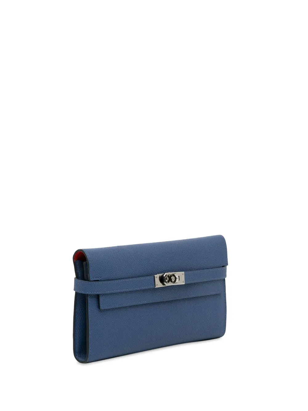 Pre-owned Hermes 2010-2024 Epsom Classic Kelly Wallet Long Wallets In Blue