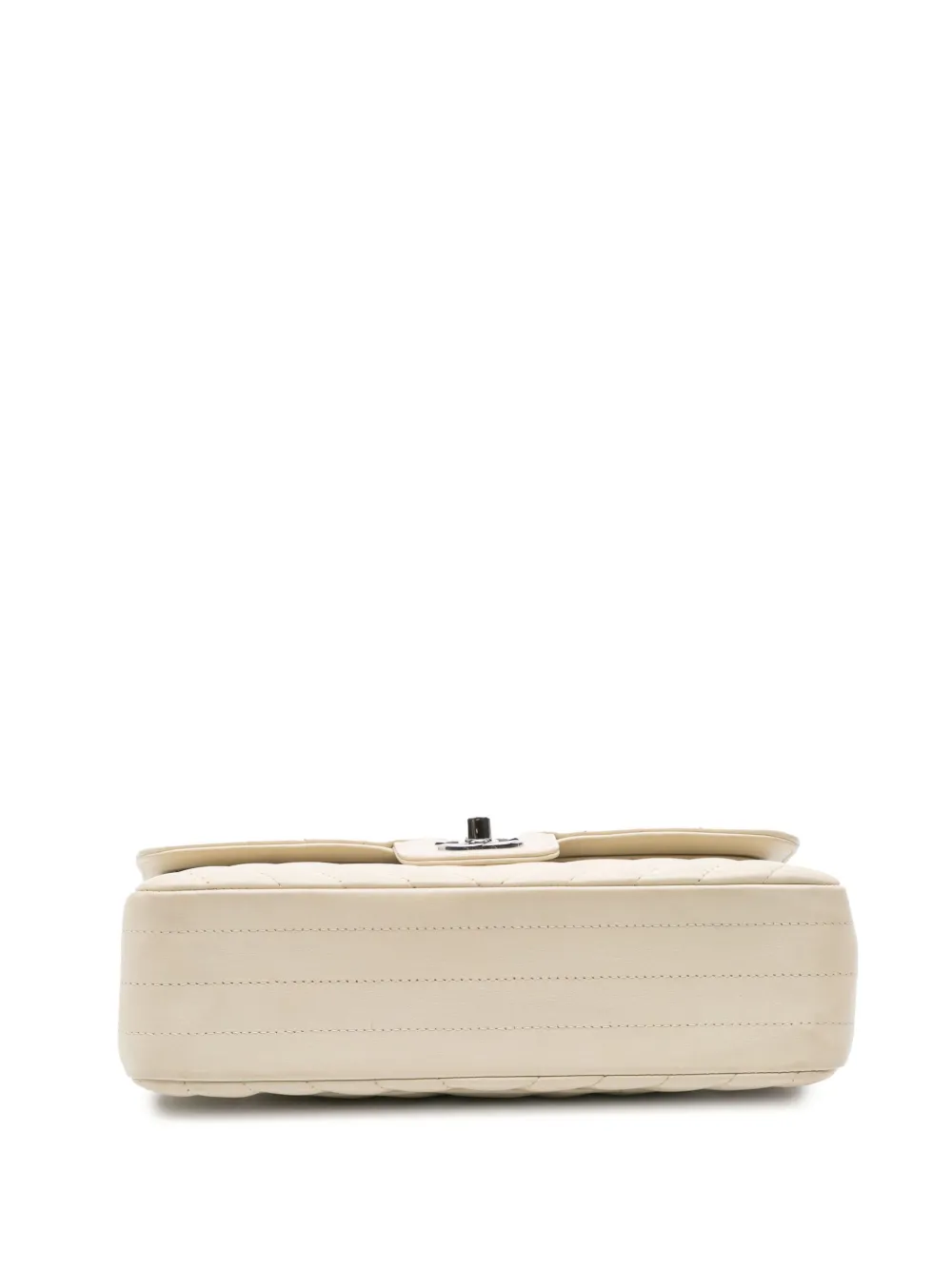 Pre-owned Chanel 2021-2024 Small Classic Chevron Lambskin Double Flap Shoulder Bag In White