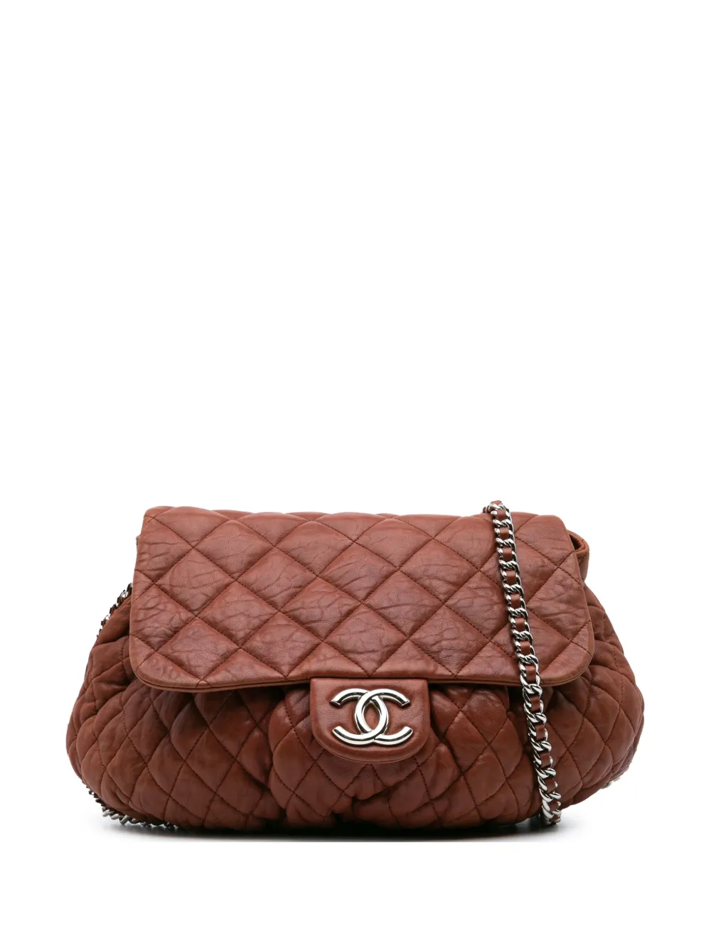 CHANEL Pre-Owned 2010-2011 Large Quilted Lambskin Chain Around Flap crossbody bag | Brown | Image 1