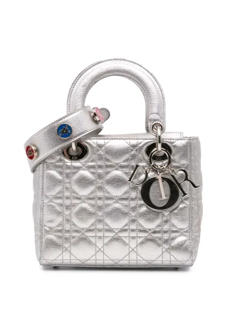 Christian Dior Pre-Owned bolsa satchel Cannage My ABCDior Lady Dior pequeña de piel de becerro metalizada y granulada 2018