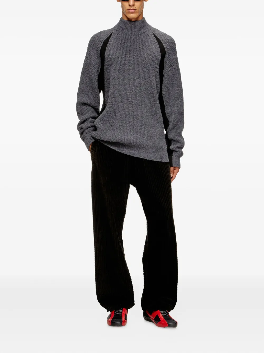 Diesel K-Lollo-TN ribbed panelled sweater - Grijs