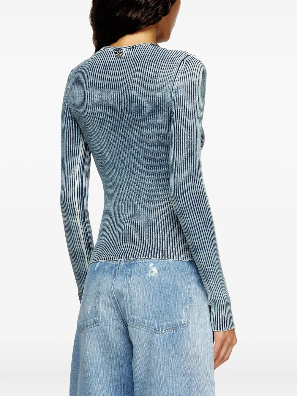 Diesel Geribbelde top met V-hals Blauw