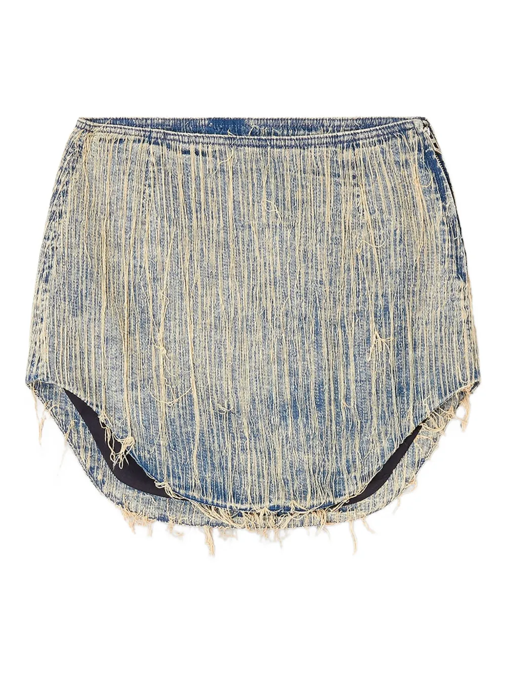Diesel frayed denim asymmetric skirt Blauw
