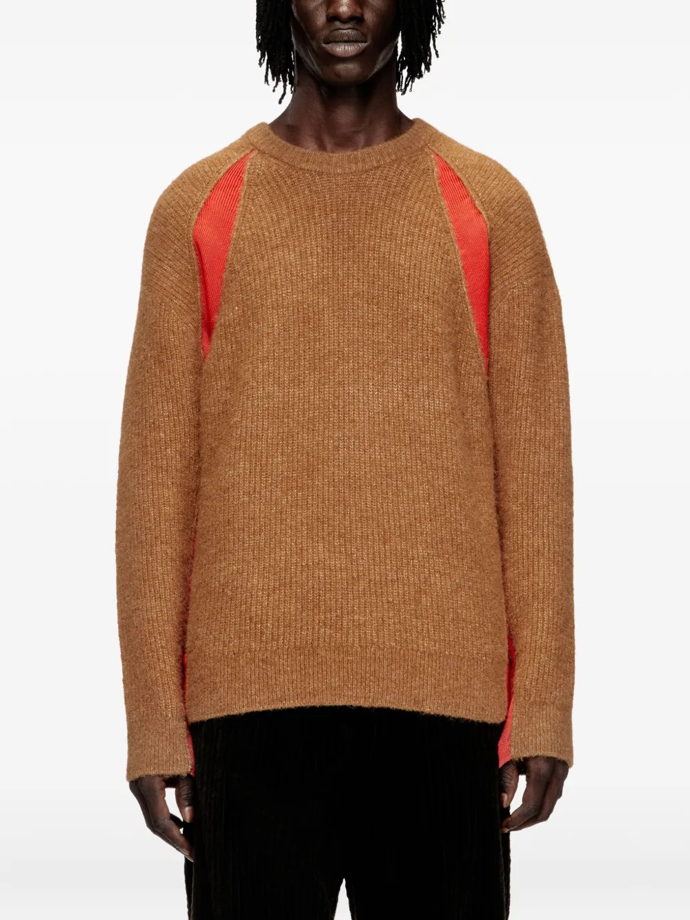 Diesel ribbed-panel sweater Bruin