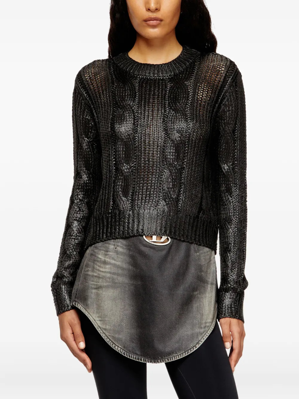 Diesel cable-knit sweater Zwart