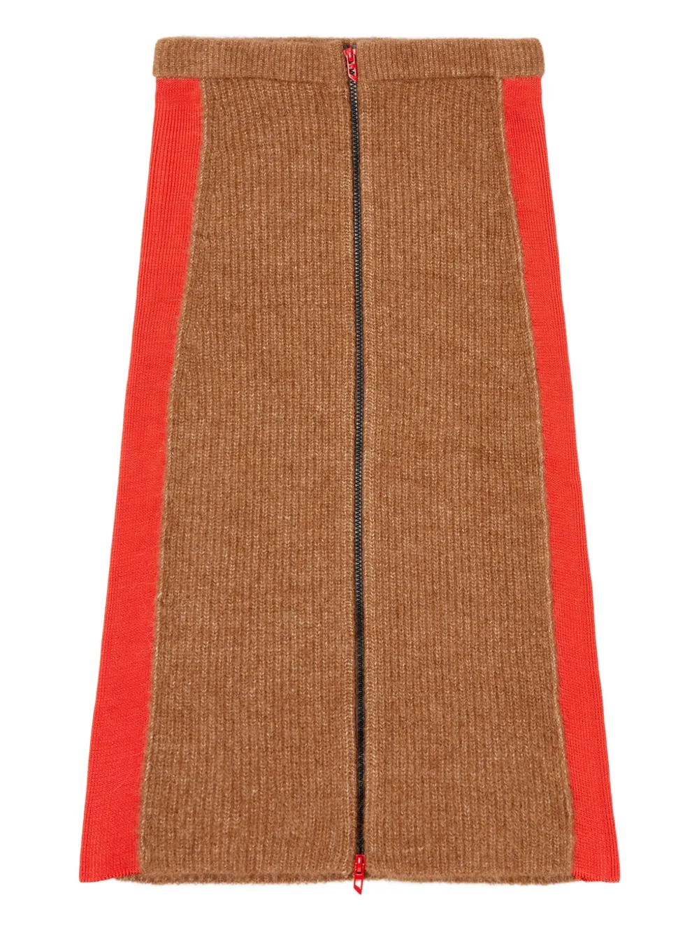 Diesel ribbed side-stripes zip-front midi straight skirt Bruin