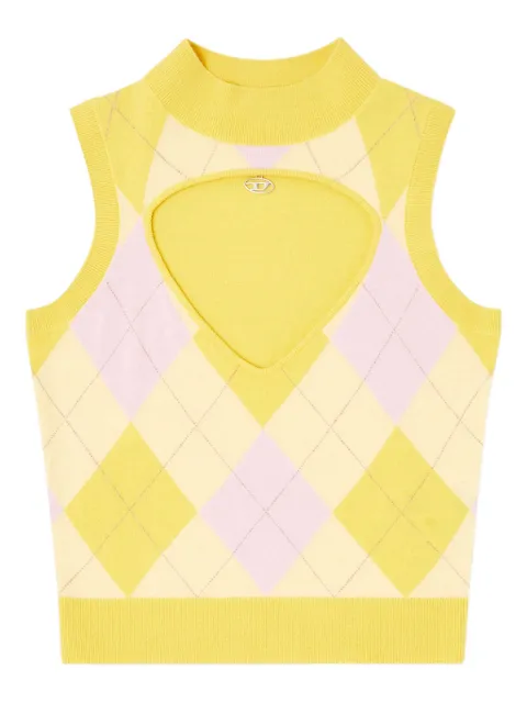Diesel M-Romko-Sl cutout-neckline wool vest 