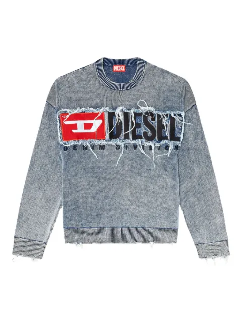 Diesel frayed logo-patch jumper