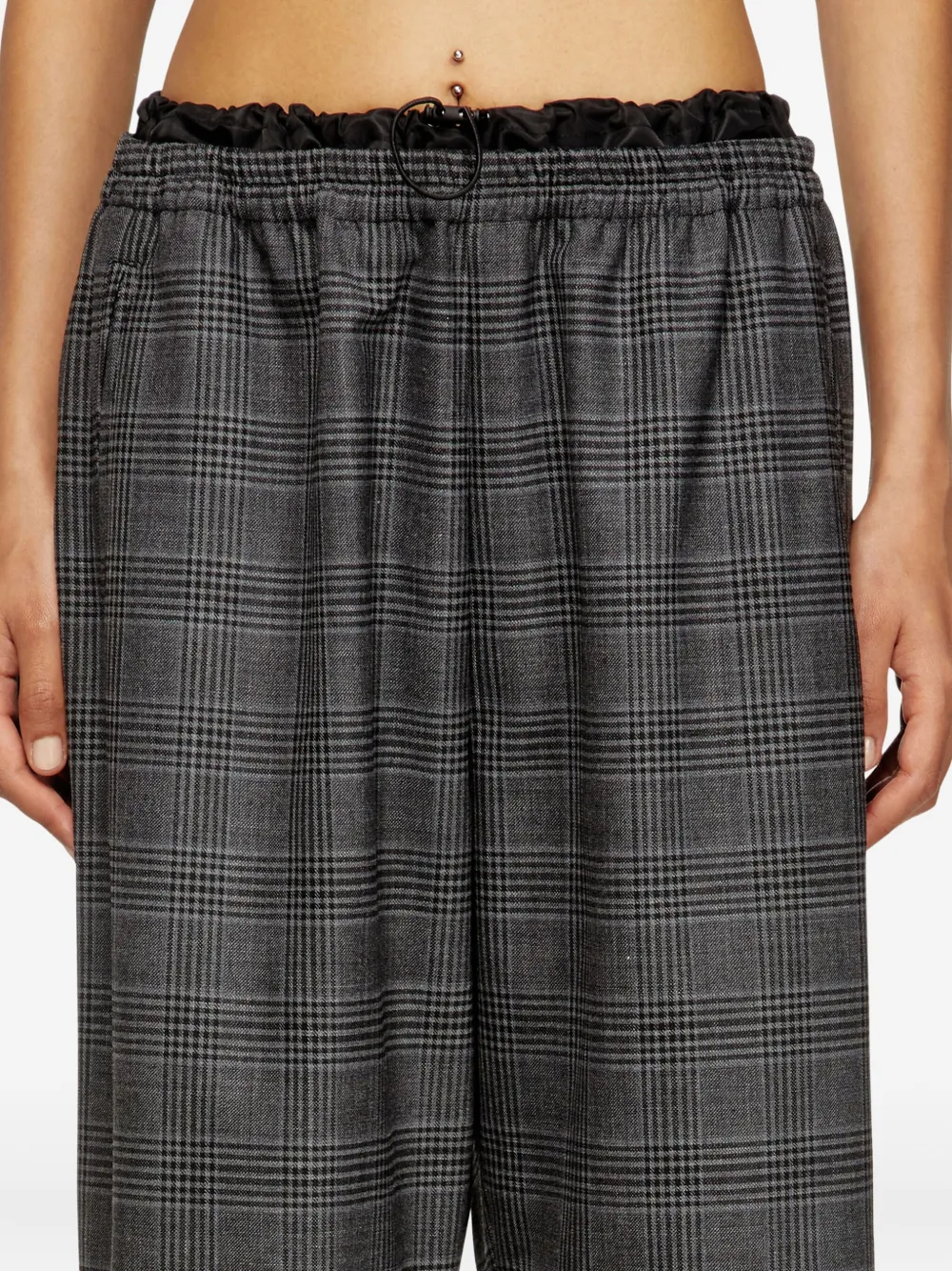 Diesel elastic-waist checked straight trousers Zwart
