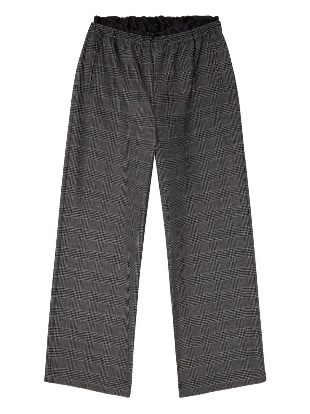 Diesel elastic-waist checked straight trousers Zwart