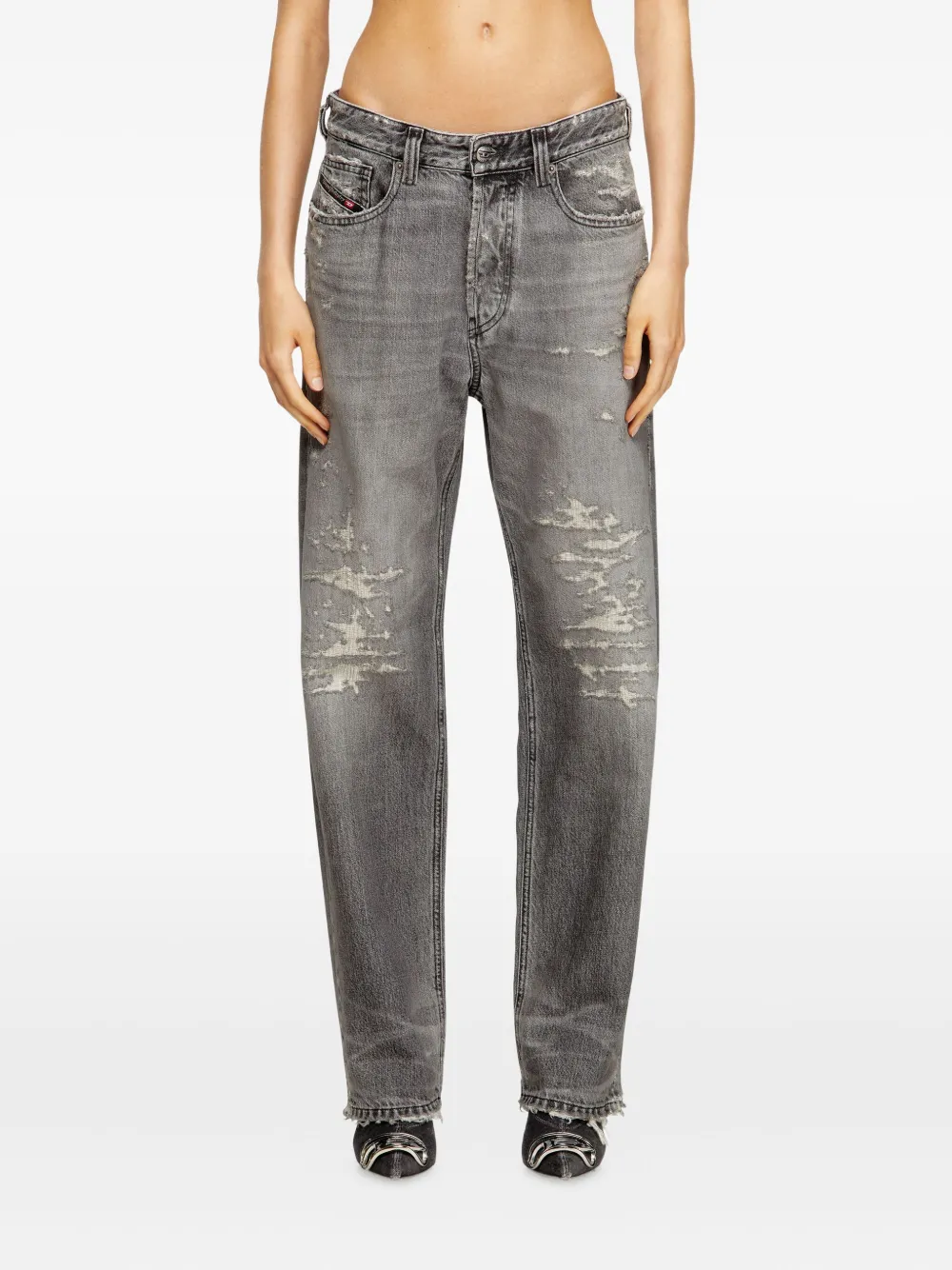 Diesel 1988 D-Ark jeans met franje Grijs