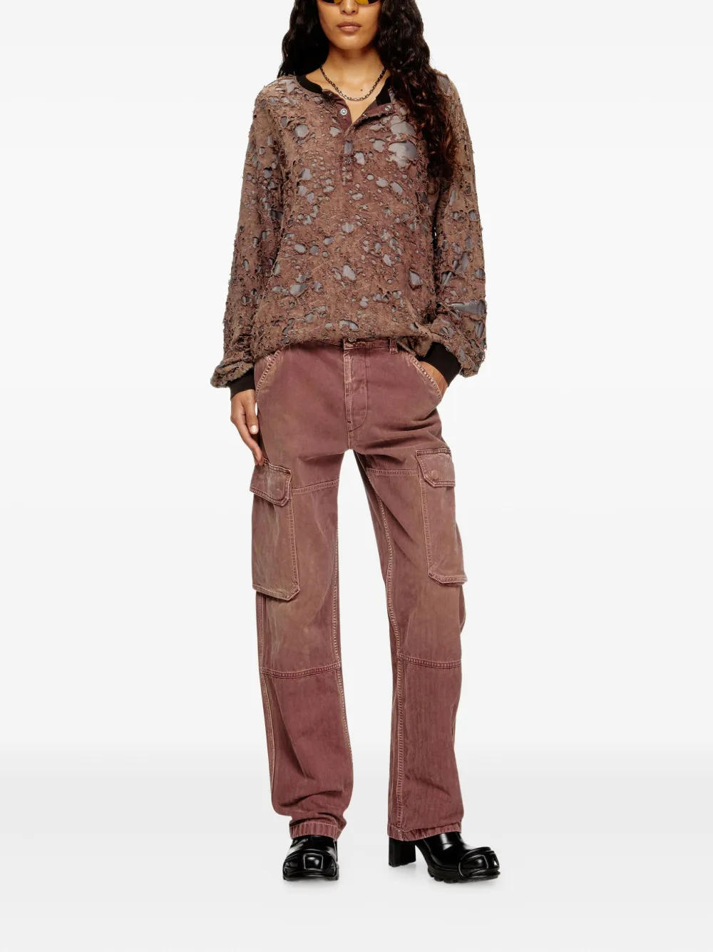 Diesel D-Pot straight jeans met cargo zakken - Rood
