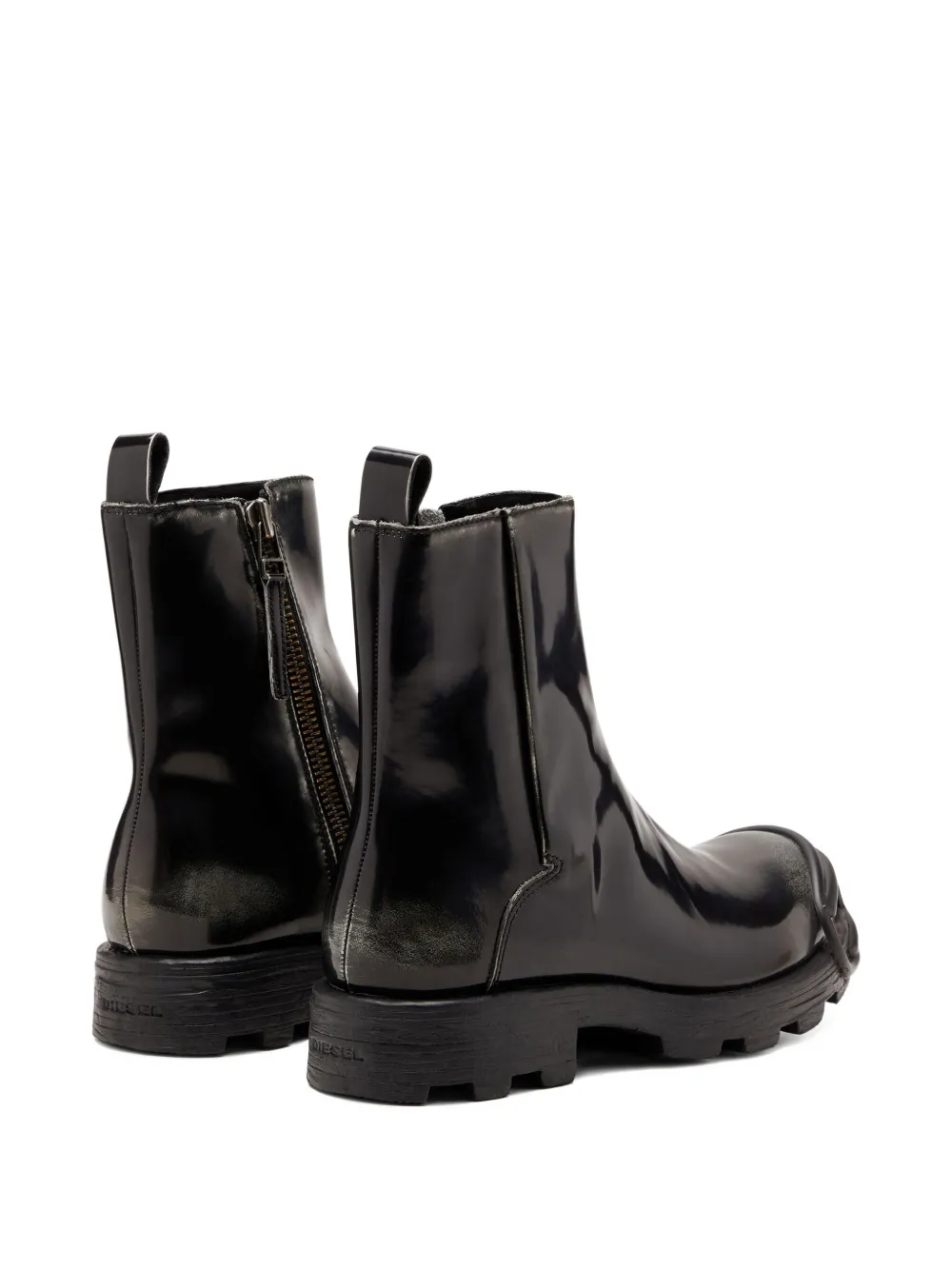 Diesel D-hammer Zip D Denim Ankle Boots In Black