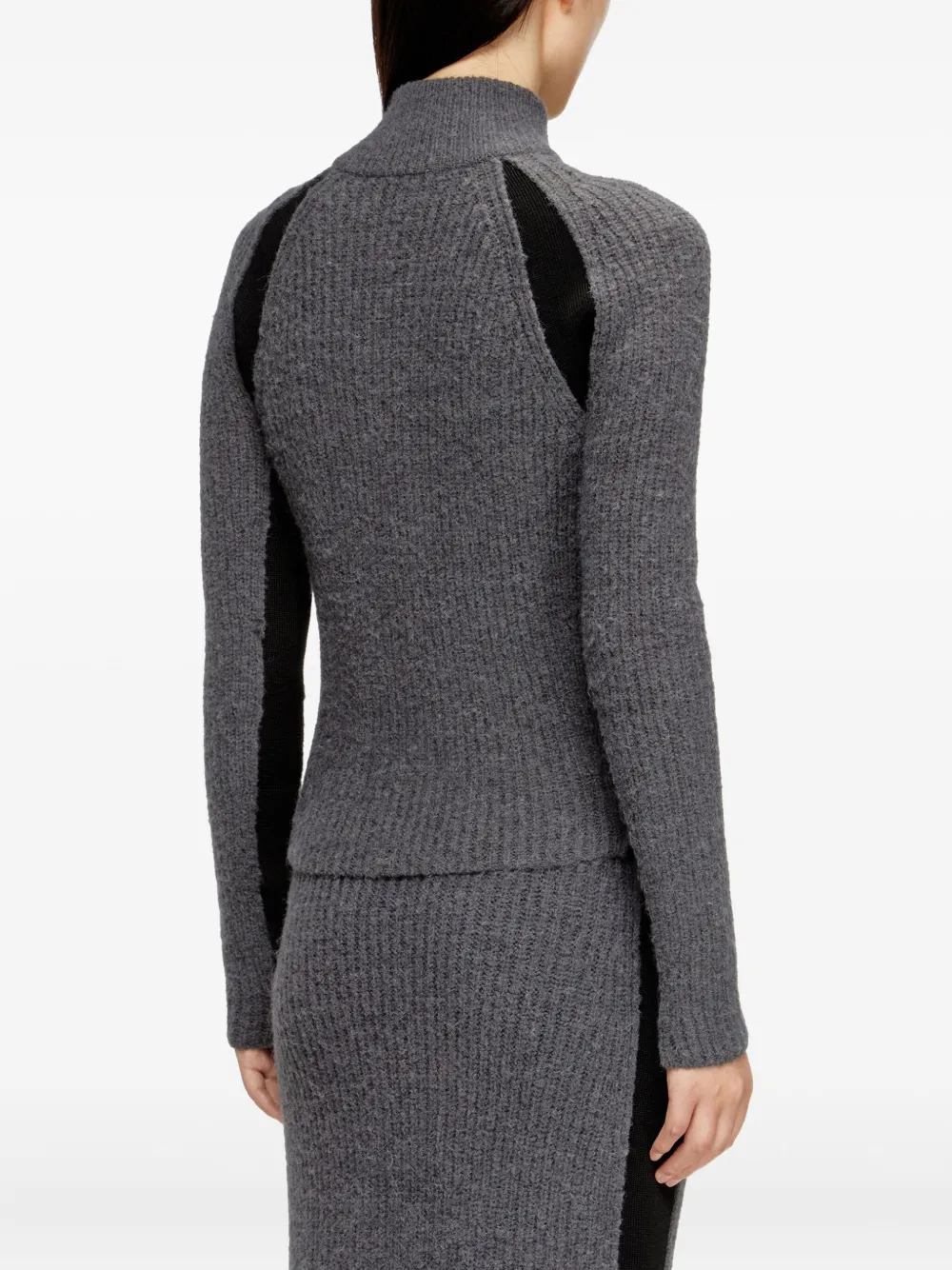 Diesel Geribbeld vest met vlak en rits Grijs