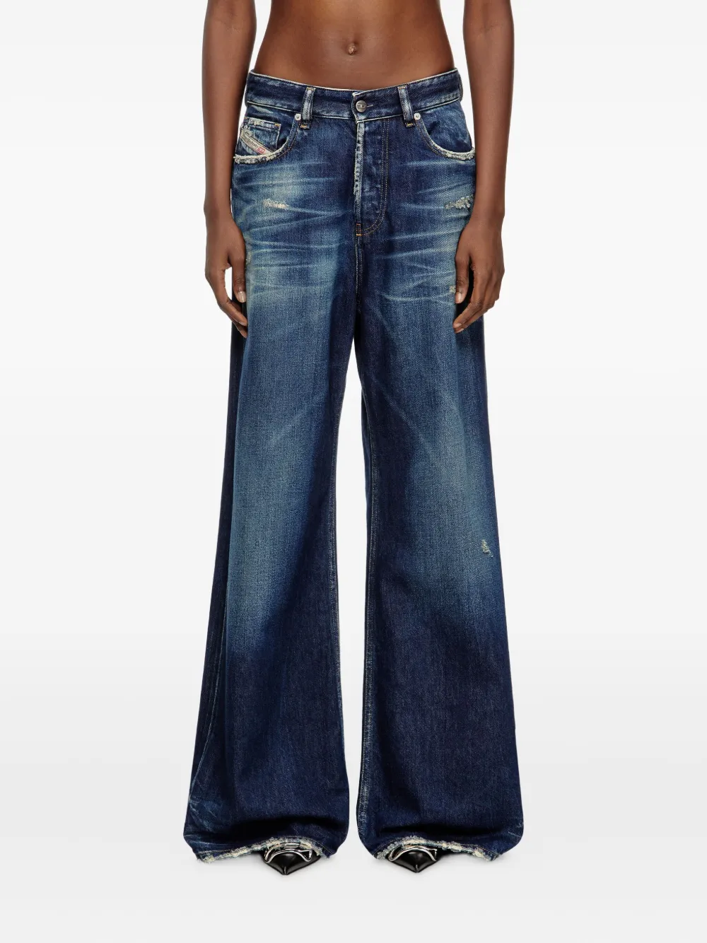 Diesel Gerafelde jeans Blauw