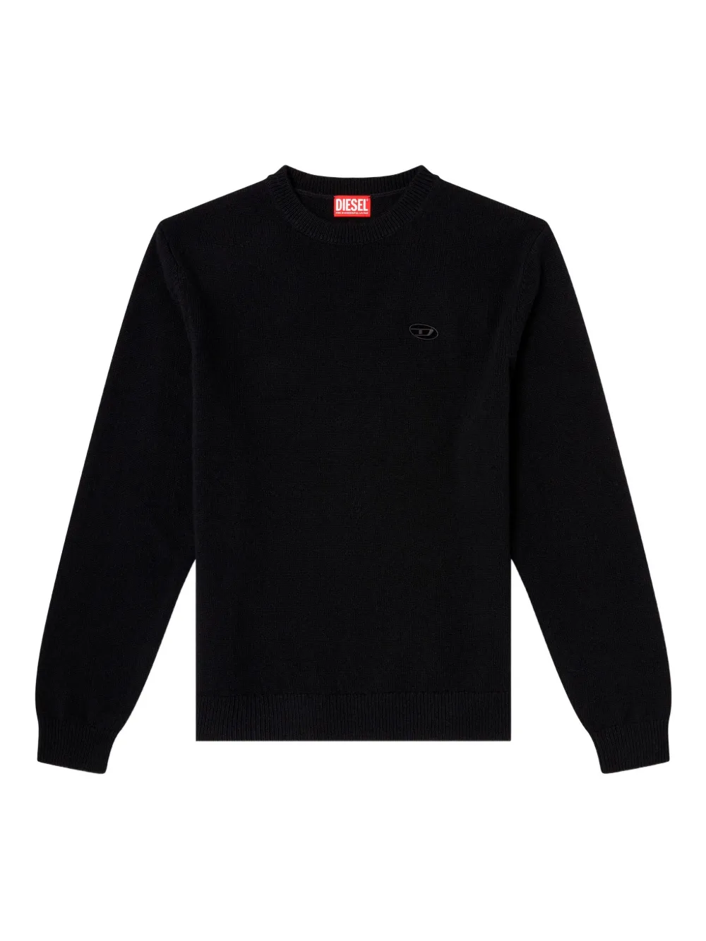 Diesel Sweater met geborduurd logo en ronde hals Zwart