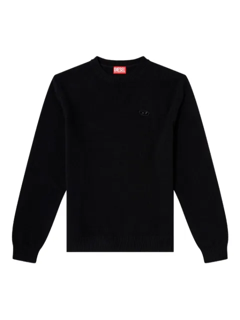 Diesel Sweater met geborduurd logo en ronde hals