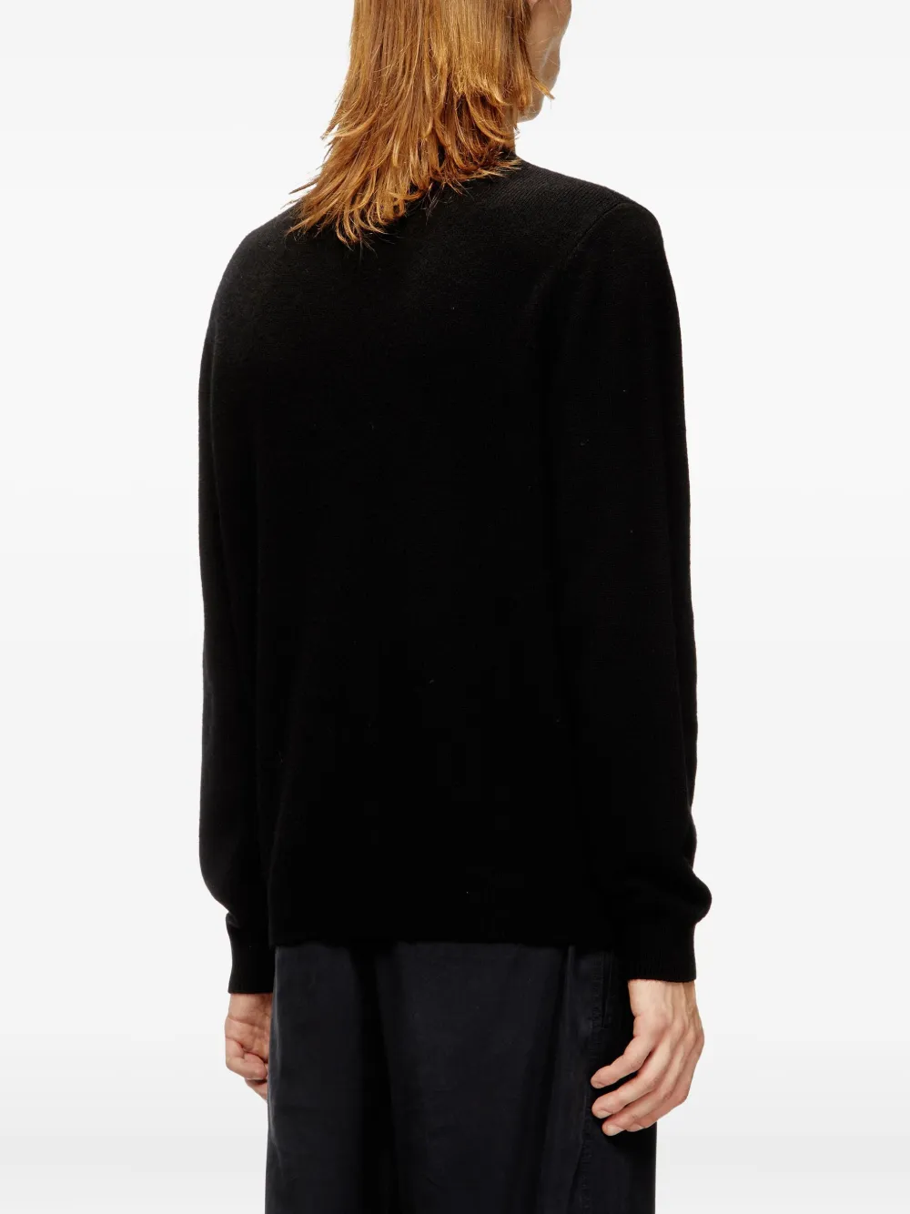 Diesel Sweater met geborduurd logo en ronde hals Zwart