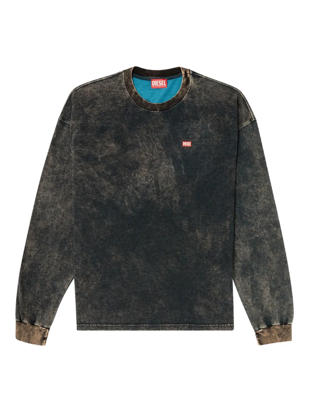 Diesel T-shirt met lange mouwen en acid wassing Grijs