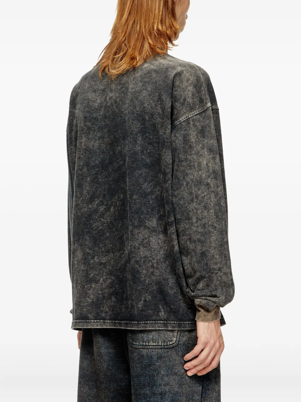 Diesel T-shirt met lange mouwen en acid wassing Grijs