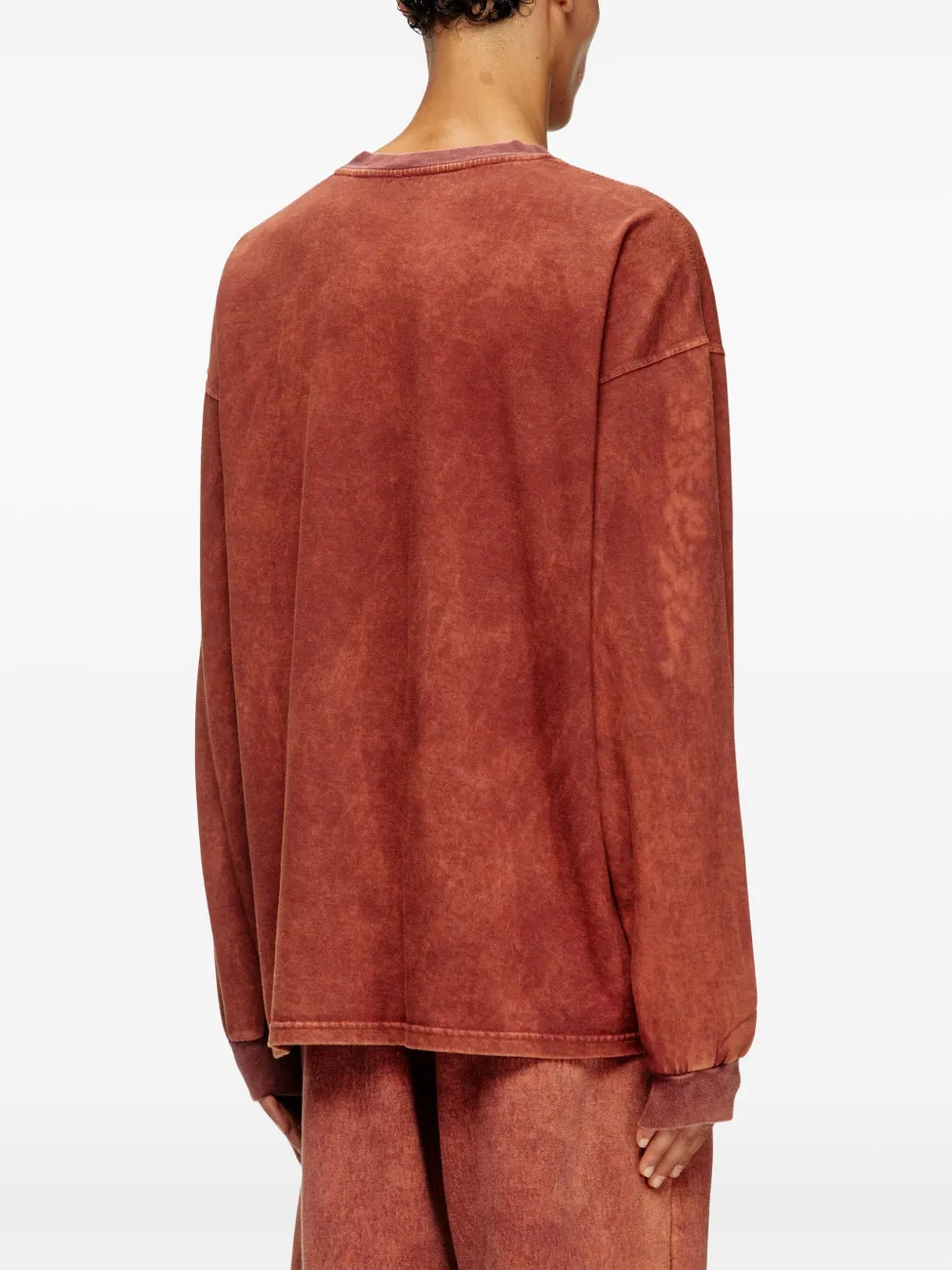 Diesel T-Boxt-LS-T3 T-shirt met acid-wassing en lange mouwen Oranje