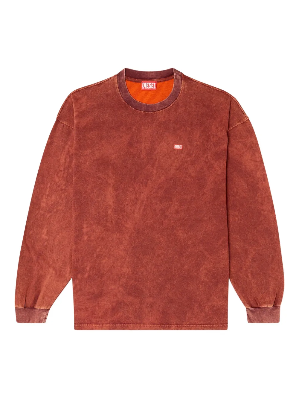 Diesel T-Boxt-LS-T3 T-shirt met acid-wassing en lange mouwen Oranje