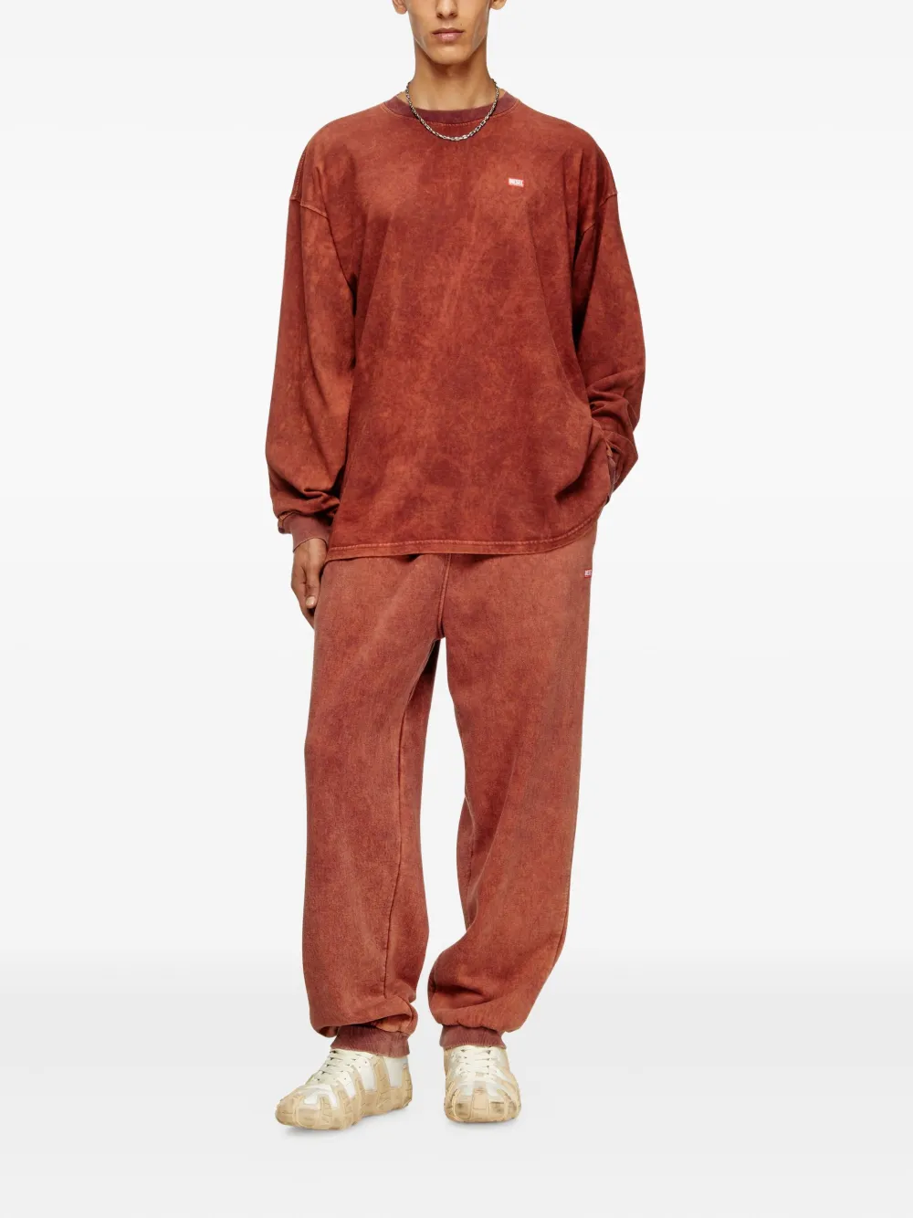 Diesel T-Boxt-LS-T3 acid-wash long-sleeve T-shirt - Oranje