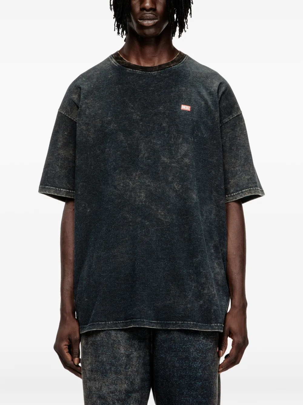 Diesel T-shirt met acid-wassing Zwart