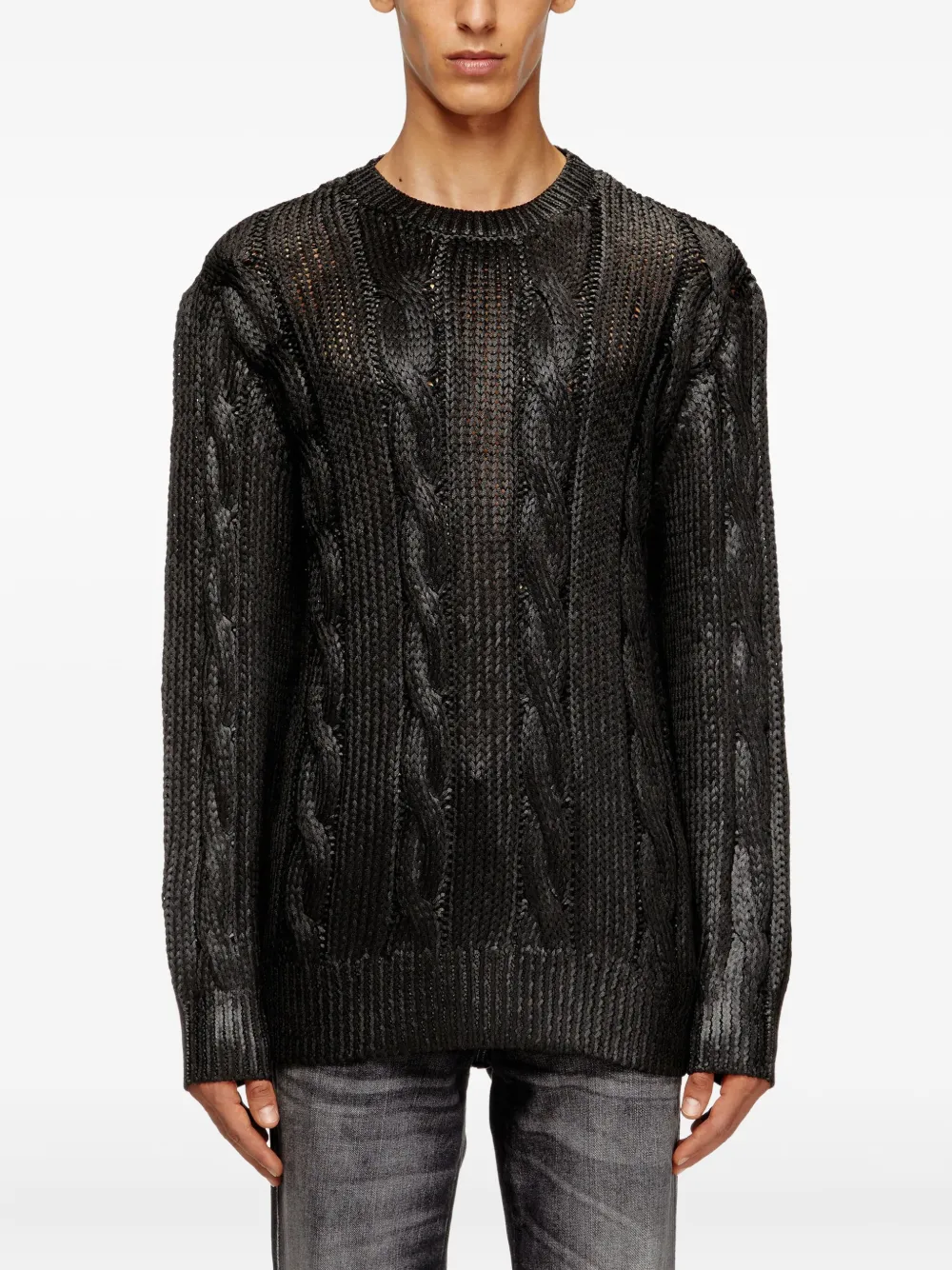 Diesel K-Michiu kabelgebreide trui Zwart