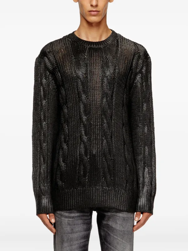 DIESEL ブラック ニットセーター Diesel K-Michiu ケーブルニット セーター | ブラック | FARFETCH JP