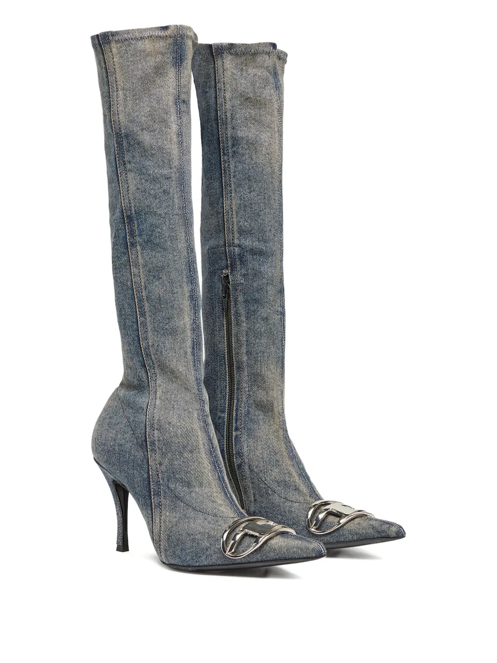 Diesel D-venus Knee-high Boots In Gray
