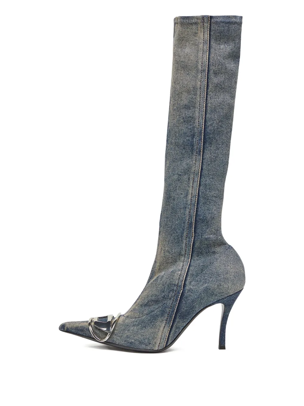 Diesel D-venus Knee-high Boots In Gray