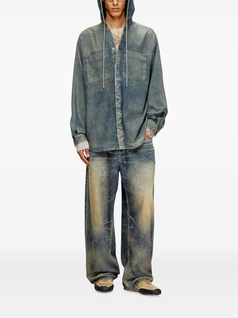 Diesel hooded denim shirt - Blauw