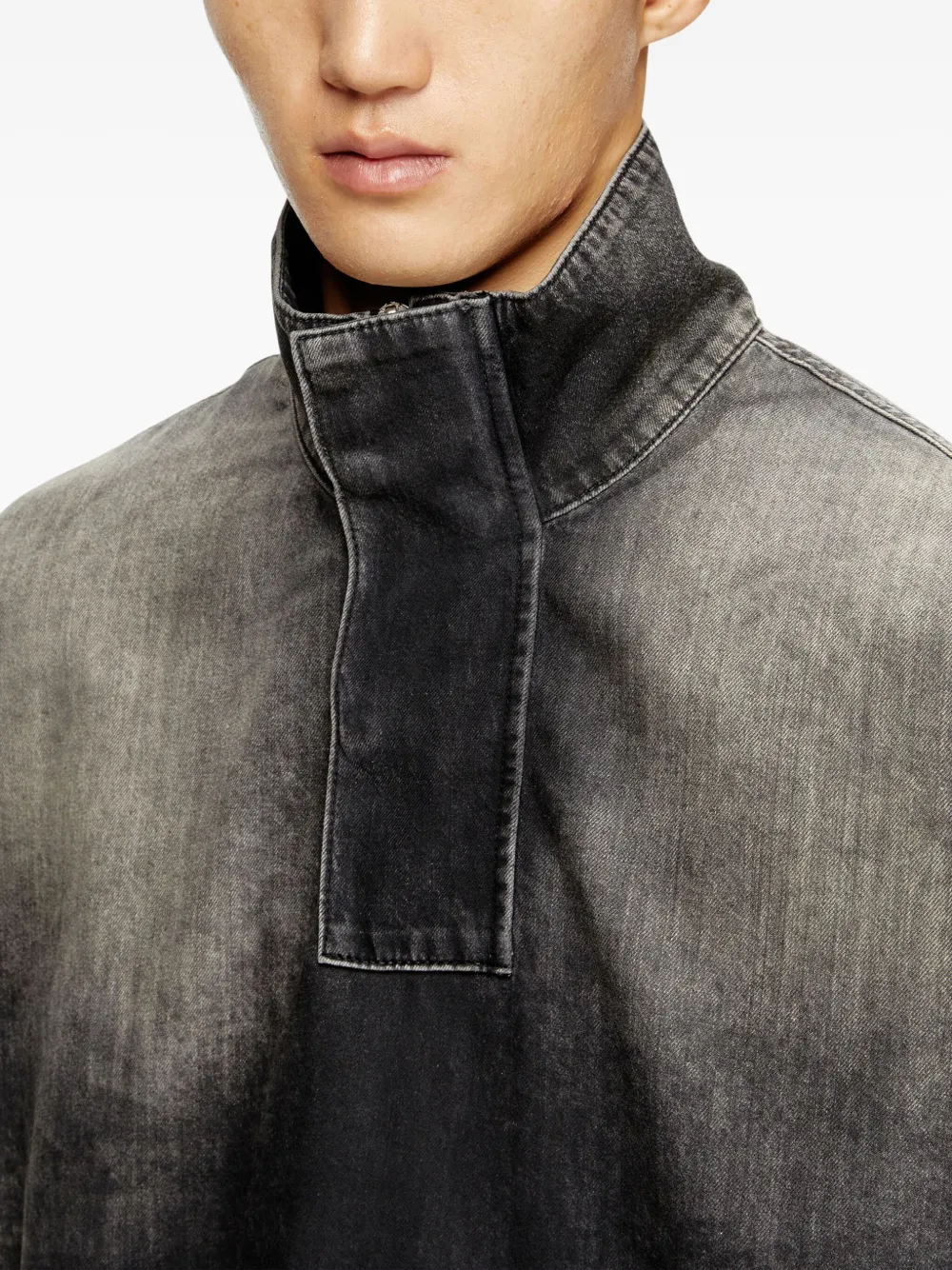 Diesel D-Flow denim shirt met halve rits Zwart