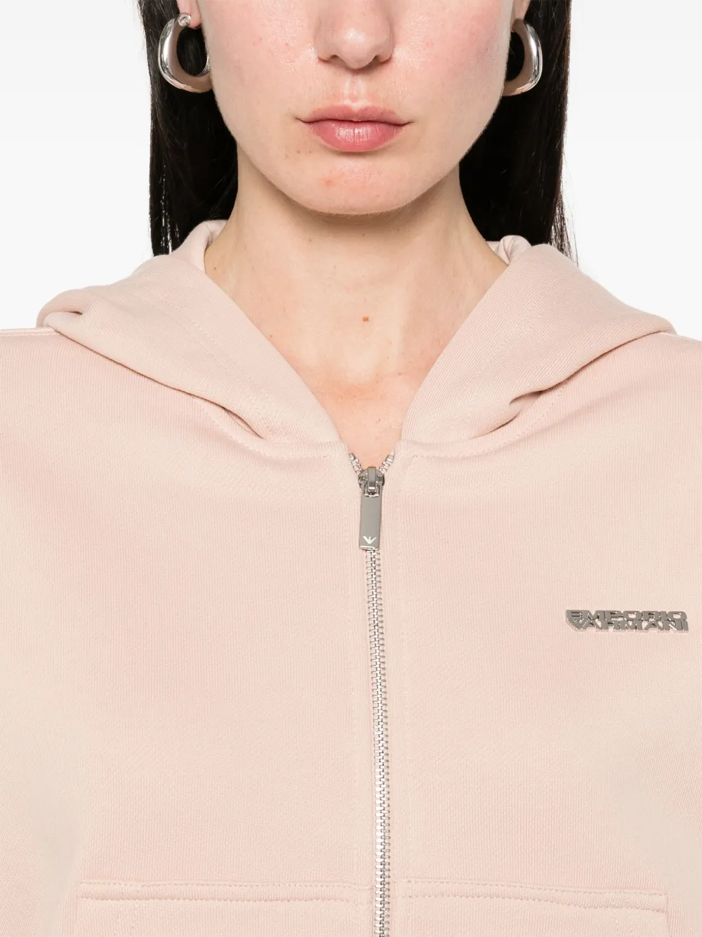 Shop Emporio Armani Logo-plaque Hoodie In Pink