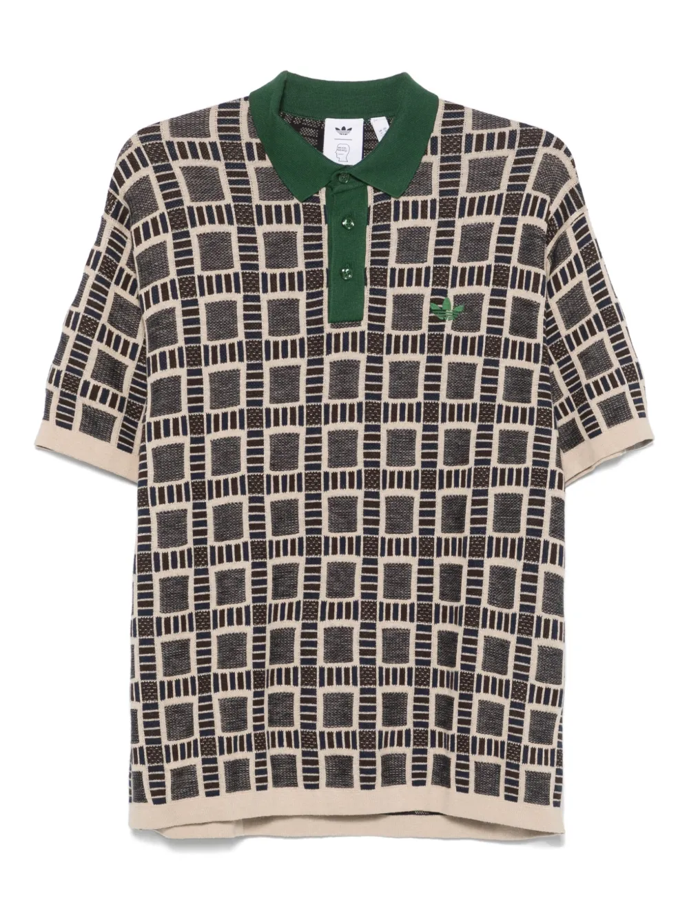 adidas x Brain Dead patterned-jacquard polo shirt | Neutrals | Image 1