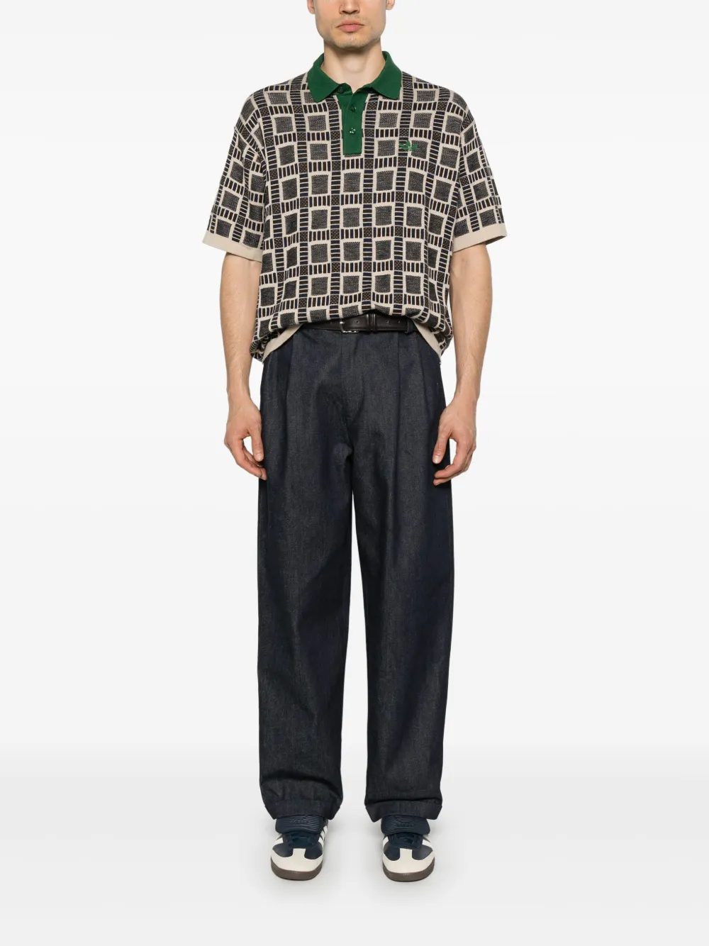 Adidas x Brain Dead poloshirt met jacquard-patroon - Beige