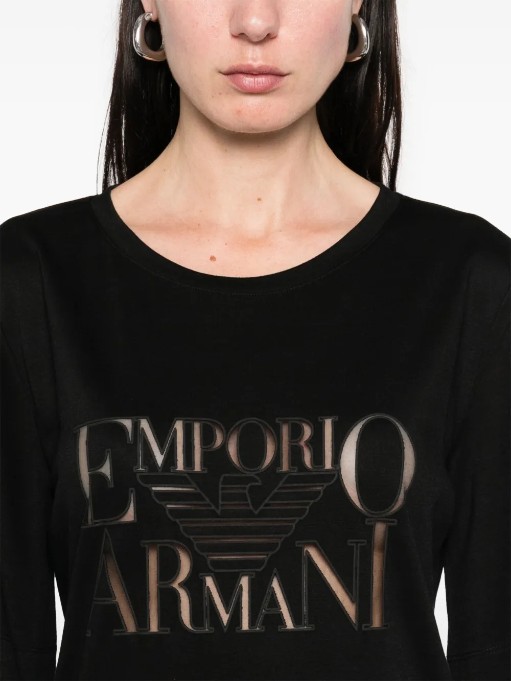 Shop Emporio Armani Logo-embroidered T-shirt Min Dress In 黑色