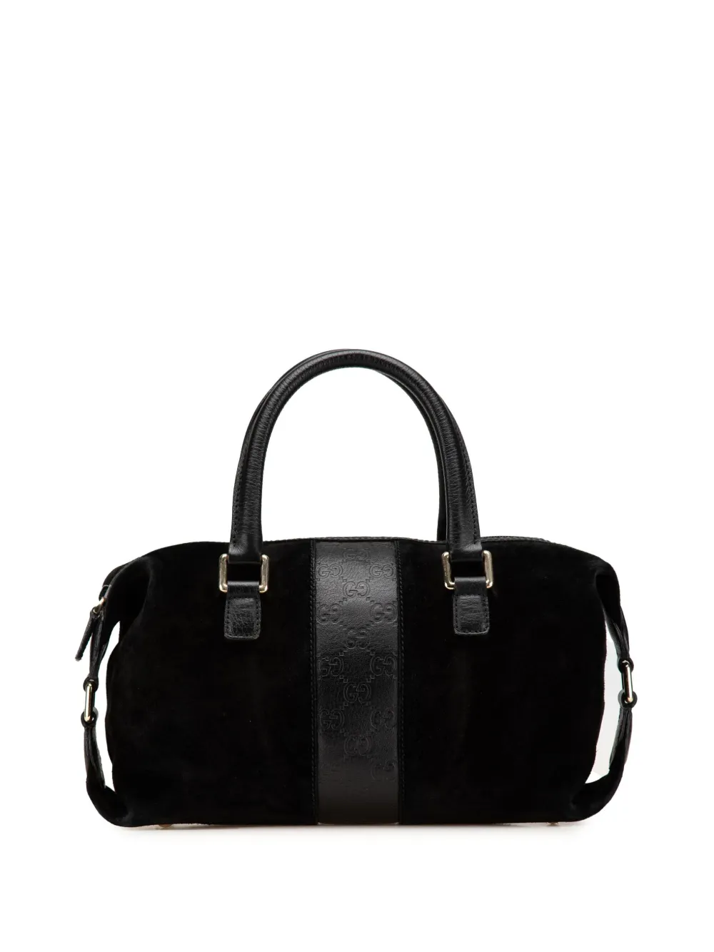 Gucci Pre-Owned 2000-2015 Guccissima Trimmed Suede boston bag - ブラック Gucci Pre-Owned 2000-2015 Guccissima Trimmed Suede boston bag - ブラック