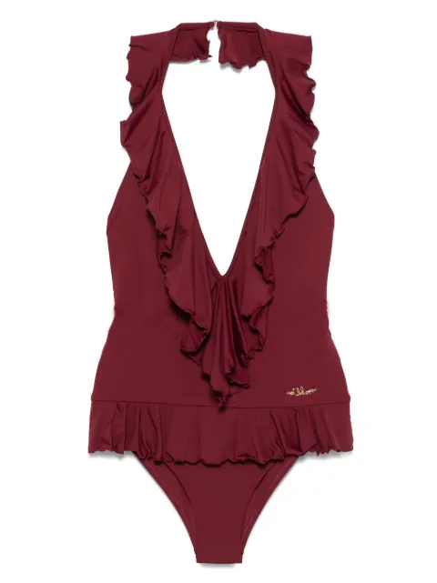 Chloé traje de baño con volantes y cuello en V