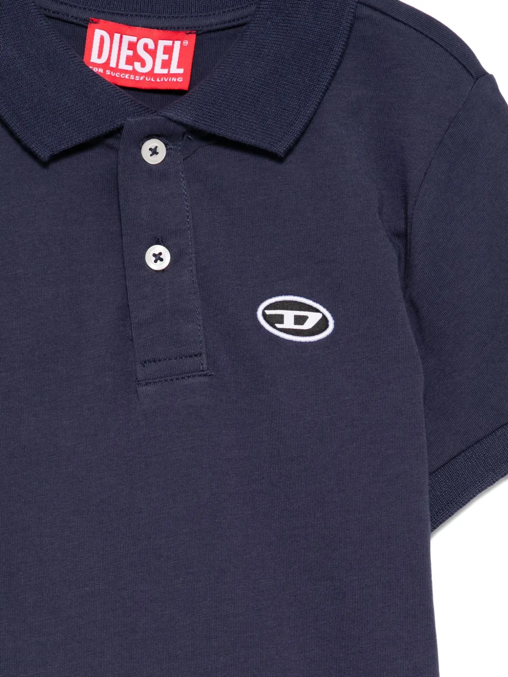 Diesel Kids logo-embroidered polo shirt Blauw