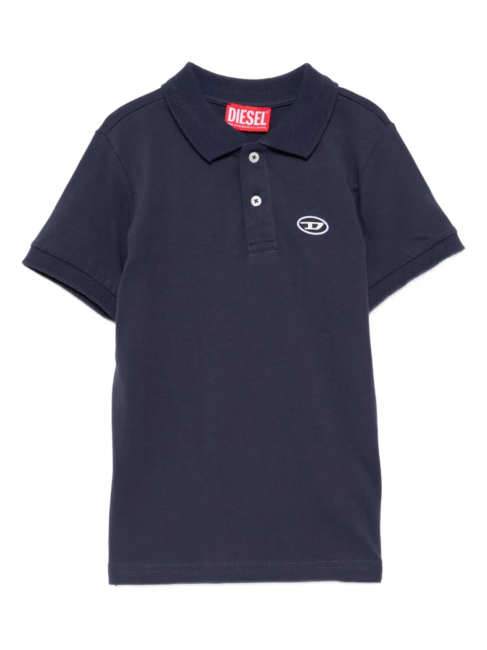 Diesel Kids logo-embroidered polo shirt Blauw