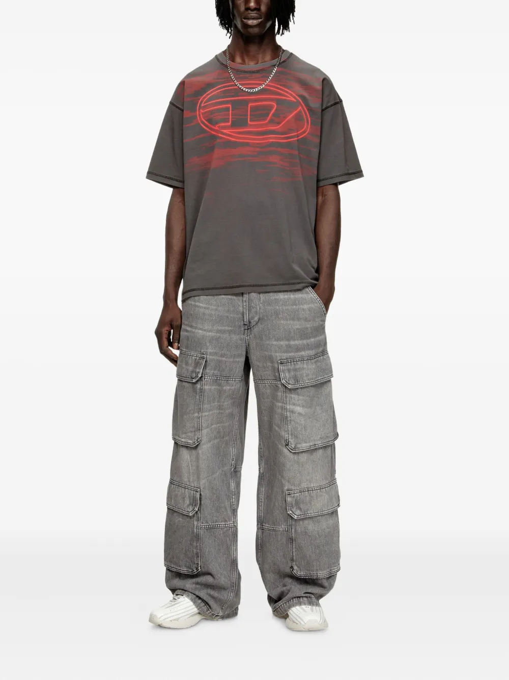 Diesel logo-print T-shirt - Grijs