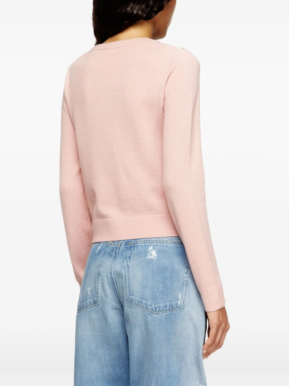 Diesel Romko cut-out argyle-pattern sweater Roze
