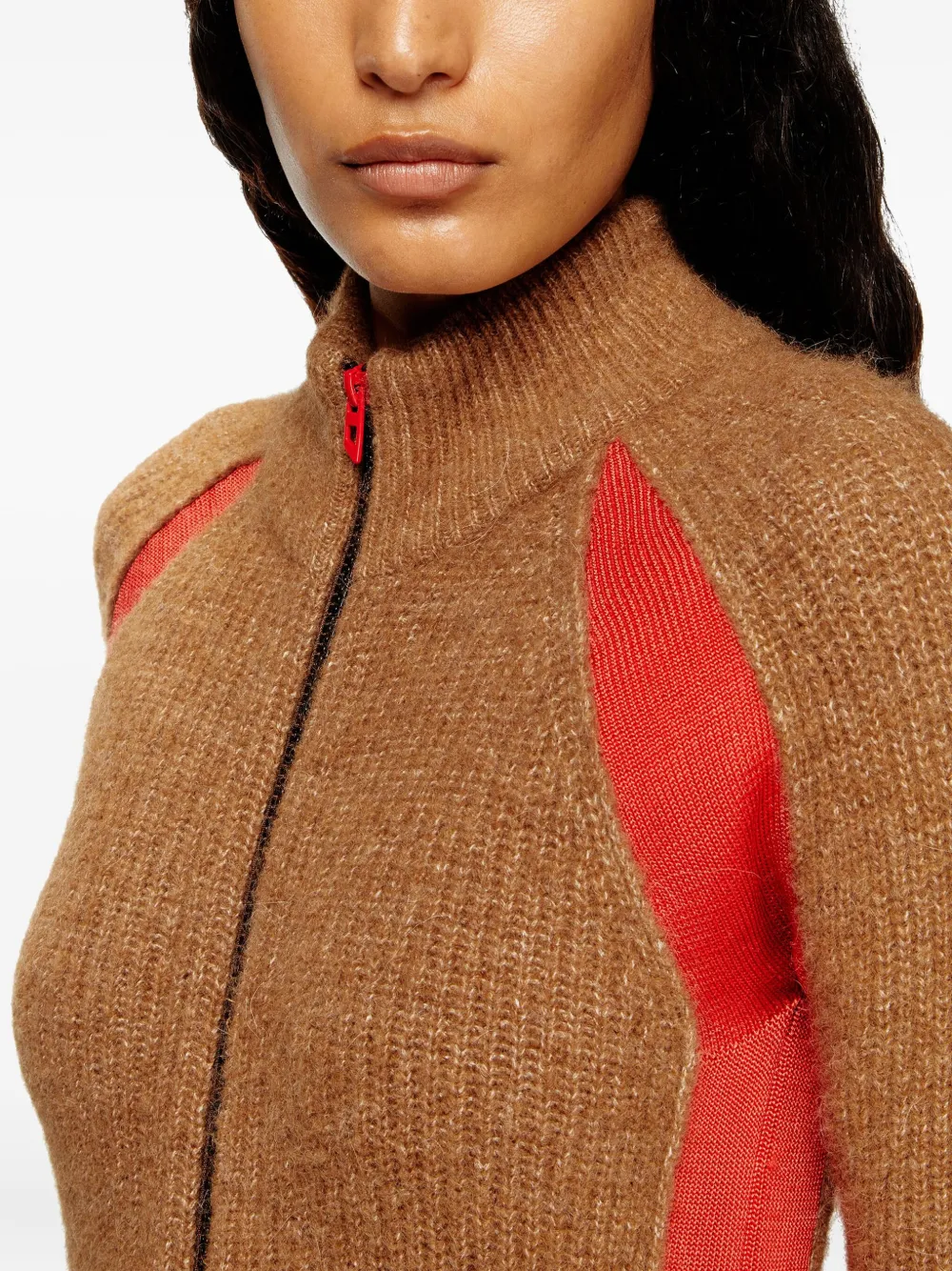 Diesel Louise zip-front cardigan Bruin
