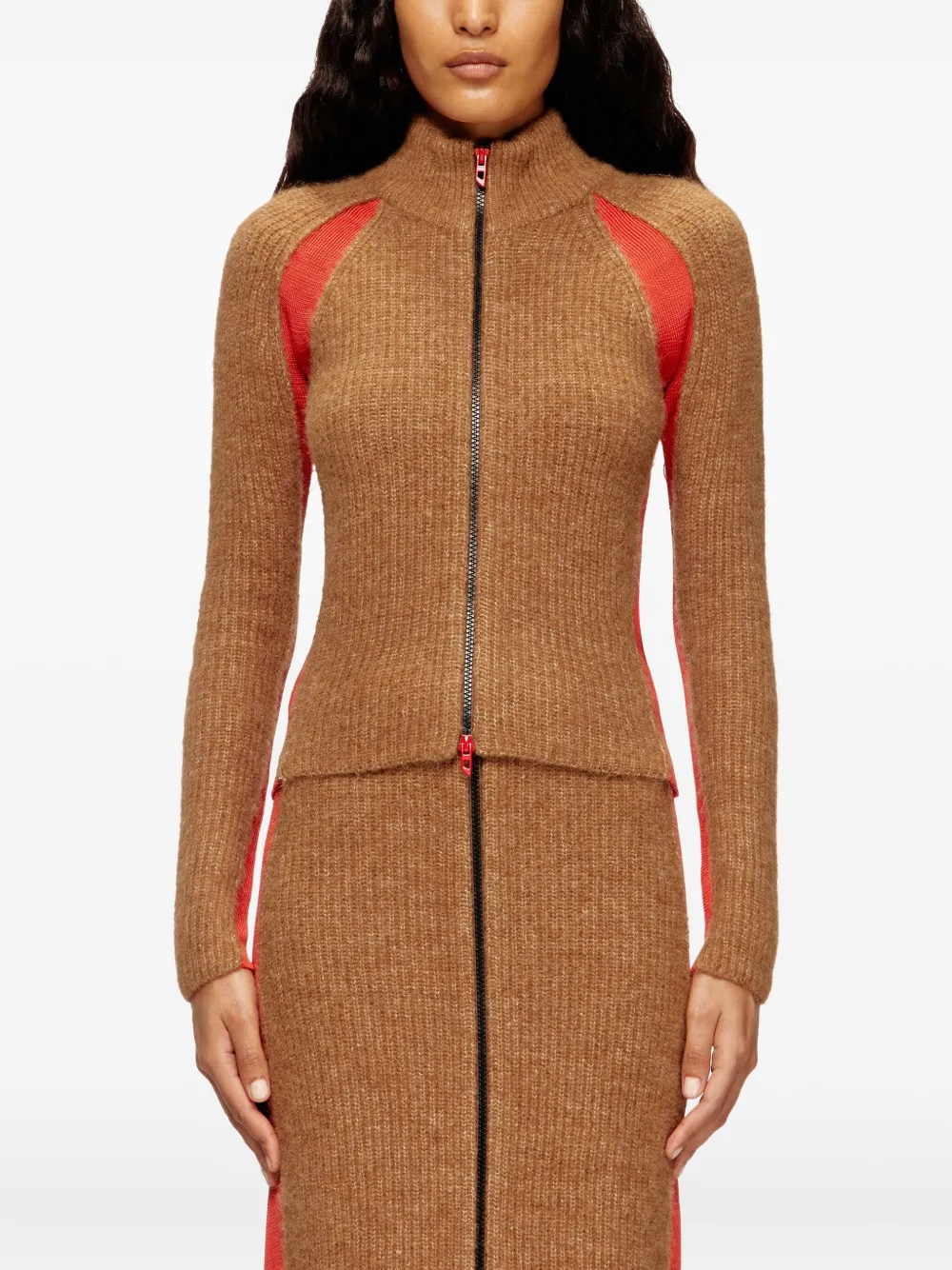 Diesel Louise zip-front cardigan Bruin