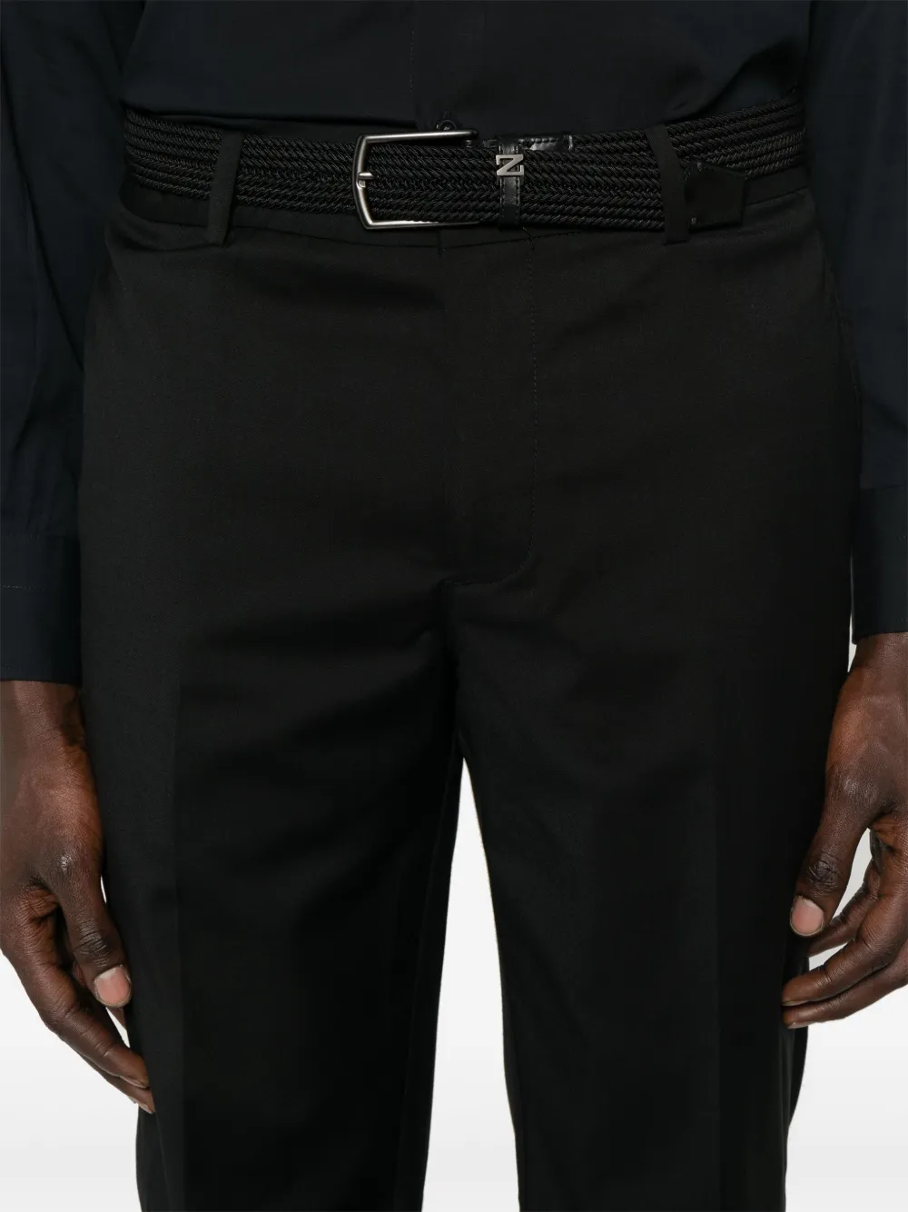 Emporio Armani Chino van scheerwol Zwart